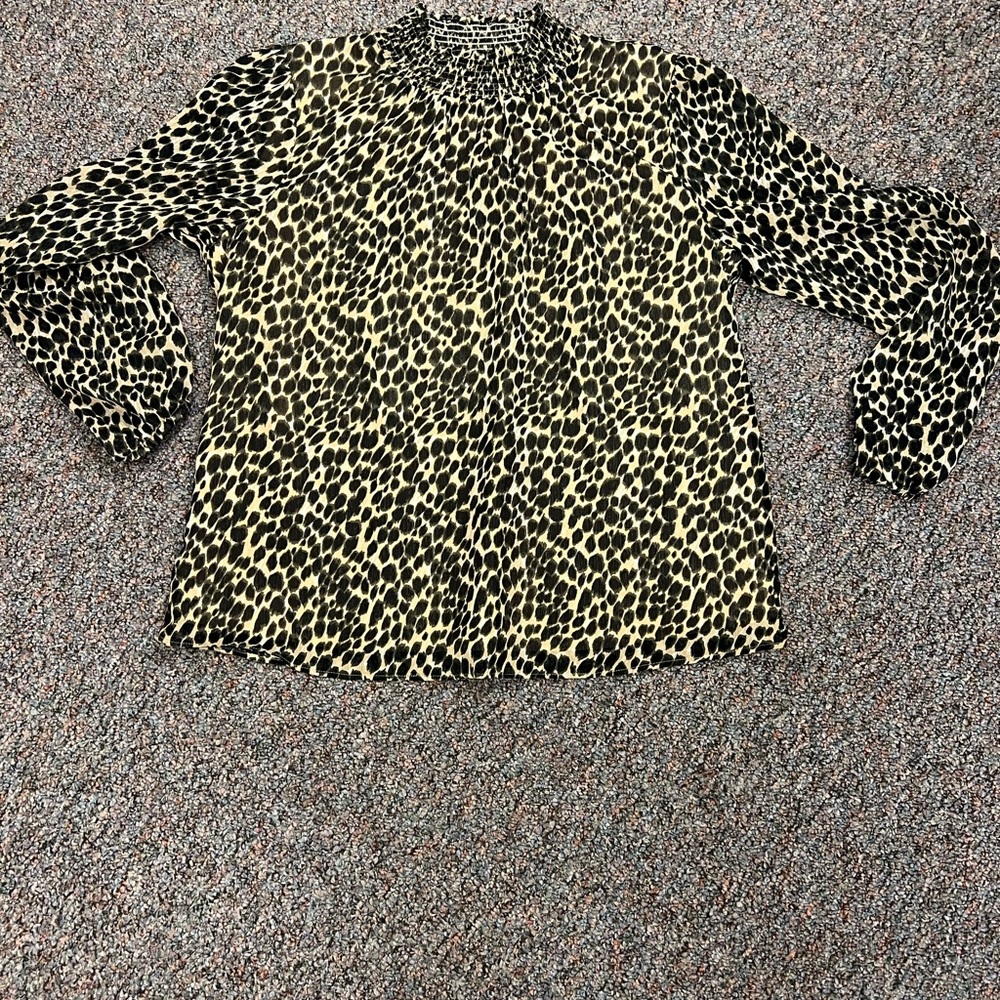 J.Crew Scrunch-Neck Blouse in Leopard, Size small